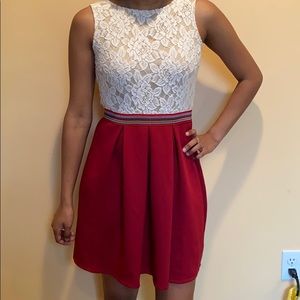 White and red lace dress